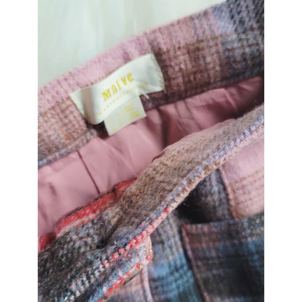 Anthropologie Pink Fringed Plaid Mini Skirt - New - Size 6 - Picture 8 of 9